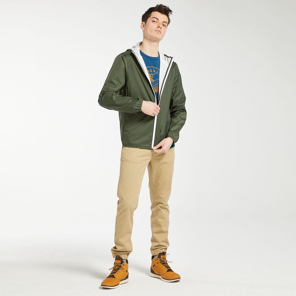 Timberland Mens Jackets Mt. Franklin Waterproof Packable Shell - Dark Green - India LA4286910